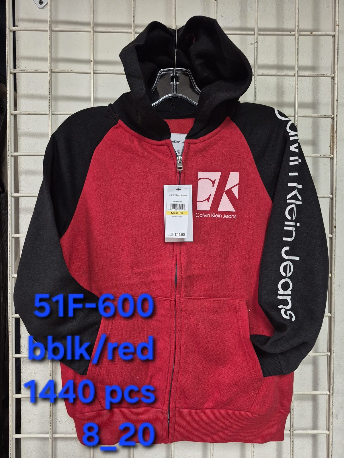 Calvin Klein Kids/Niños Hoodies Rojo/Negro 8-20 años al por Mayor -  Precio por unidad: $16.50 USD