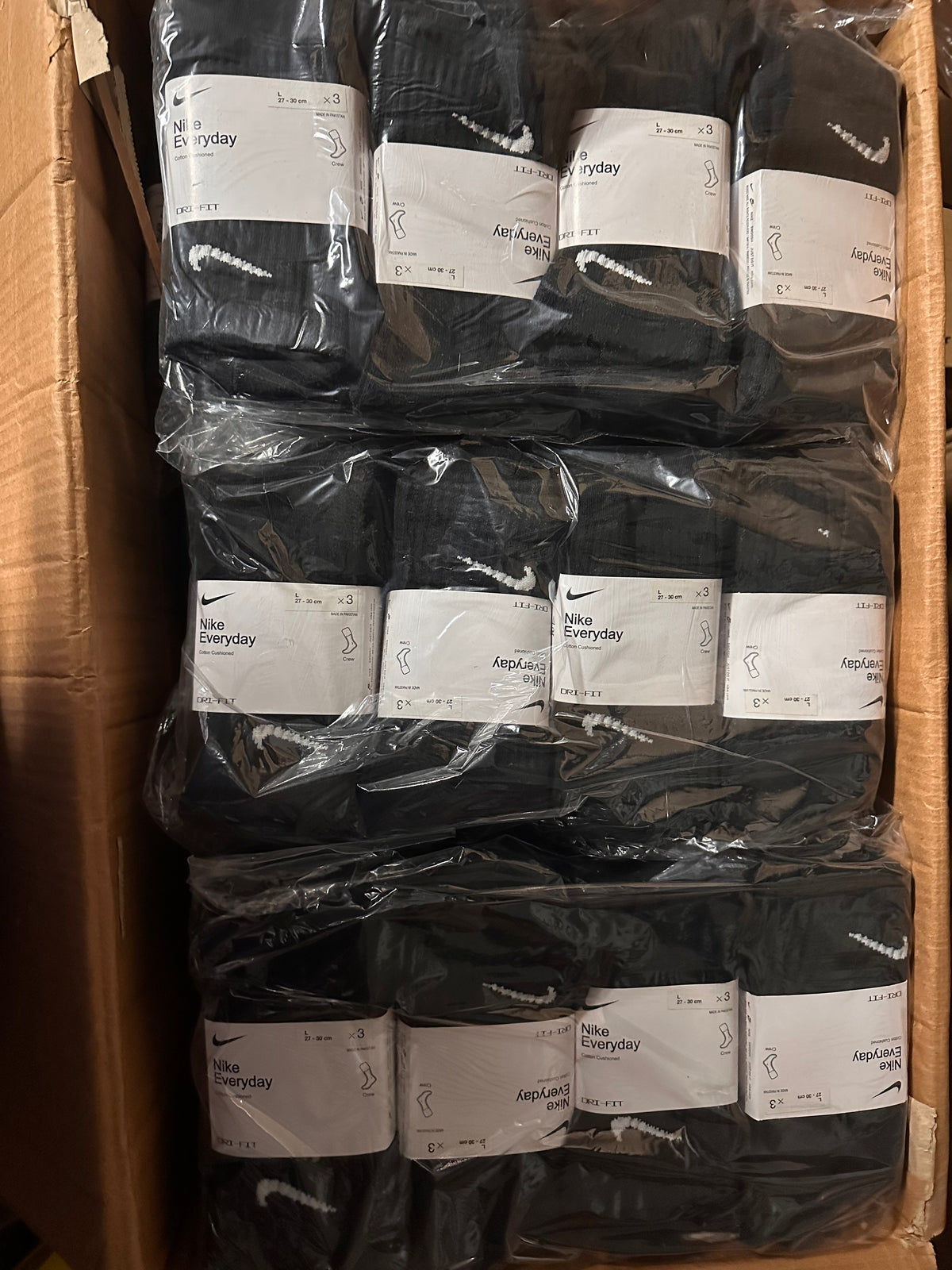 Nike Men's/Hombre Sock's/Medias Pack of 3 Black L al por Mayor - Price per pack: $10.00 USD