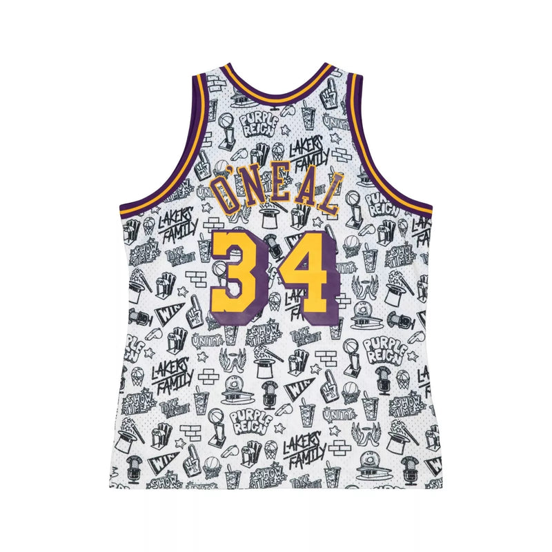 Mitchell & Ness Men's/Hombre Jersey Swingman Doodle Shaquille O'neal Los Angeles Lakers 1996-1997 al por Mayor - Precio por unidad: $49.75 USD